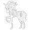 Contour linear illustration for coloring book with decorative horse. Beautiful animal,  anti stress picture. Line art design for