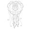 Contour linear illustration with jellyfish for coloring book. Cute jelly fish, anti stress picture. Line art design for adult or