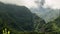 Contour of mountains with moving fog.Time Lapse