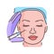 Contour plastic of the middle third of the face color line illustration. Hyaluronic injection.