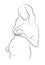 Contour of pregnant woman. Outlines of the body of a pregnant girl. Black and white vector illustration. Linear