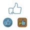 Contour social network like icon and stickers set