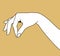 Contour of woman`s hand palm down with pinch fingers