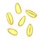 Contoured coffee beans icons. Vector simple illustration of scattered golden grains