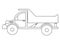 The contoured silhouette of truck on white background