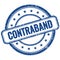 CONTRABAND text on blue grungy round rubber stamp