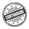 CONTRABAND text written on black grungy round stamp