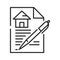 Contract black line icon. A legally binding agreement. Between parties for the purchase and sale. Pictogram for web page, mobile