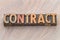 Contract word abstract in wood type