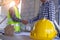 Contractor and engineer Shaking hands to agree to build a house or building