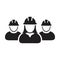 Contractor worker icon vector group of construction builder people persons profile avatar for team work with hardhat helmet