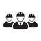 Contractor workers icon vector group of construction worker people persons profile avatar for team work with hardhat helmet