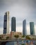 Contrast of the 4 towers of Madrid along with the graffiti of ChamartÃ­n
