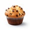 Contrast-filled Choc Chip Muffin On White Background