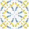 Contrast floral pattern for azulejo spanish portuguese style ceramic tile, vector illustration for design. Symmetric mandala print