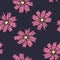 Contrast floral pattern with doodle pink flowers