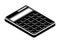 Contrast monochrome isometric calculator. Learning tools. Calculation of finances and accurate bookkeeping. Vector isolated on