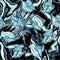 Contrast monochrome marine seamless pattern with seashell and wave Fluid Art.