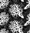 Contrast monochrome rhythmic seamless pattern with sea corals