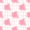 Contrast seamless beehive pattern. Pink bright ornament on white chequered background