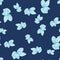 Contrast seamless creative pattern with botanic random blue orchid flowers print. Navy blue background