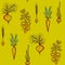Contrast seamless pattern with Growing Vegetables
