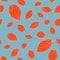 Contrast seamless pattern with red raspberry leaves on a grey field.