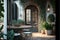 Contrasting Kitchen Styles in a Tuscan Courtyard. Generative Ai