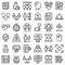 Contribute work icons set, outline style