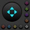 Control arrows dark push buttons with color icons