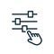 Control Panel and Pointer Line Icon. Adjustment Button with Hand Linear Pictogram. Control Panel Outline Icon