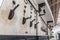 control room in old power plant. Control panel with measuring instruments and itoggles in vintage power station