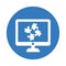 Controller, solution, puzzle icon. Blue color design