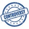 CONTROVERSY text on blue grungy round rubber stamp