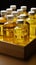 Convenient box holding an assortment of cooking oil bottles for kitchen use