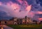 Convent of San Bernardino de Siena in Valladolid, Spain under the purple scenic sky