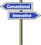 Conventional - Innovative street sign blue