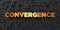 Convergence - Gold text on black background - 3D rendered royalty free stock picture