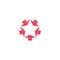 Convergent pink five arrows logo mockup, converge form shape star, creative geometric graphic symbol teamwork