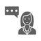 Conversation, female, message icon. Gray vector design