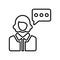 Conversation, female, message line icon. Outline vector