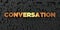 Conversation - Gold text on black background - 3D rendered royalty free stock picture