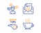 Conversation messages, Tutorials and Smile icons set. Coffee sign. Communication, Quick tips, Positive mail. Vector