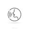 Conversion icon. Podcast icon. Talking human side profile. sound waves. Voice recognition, singing, Voice control, noise concept.