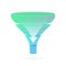 Conversion sales funnel icon based on AIDA model - Attention, Interest, Desire, Action, which is consumer-focused