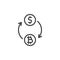Convert bitcoin to dollar line icon