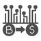 Convert Bitcoin to dollar solid icon, Cryptocurrency technology concept, bitcoin exchange, bitcoin mining sign on white