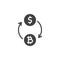 Convert bitcoin to dollar vector icon
