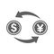 Convert, money icon. Gray vector sketch