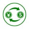 Convert, money icon. Green vector sketch